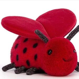Jellycat Red Ladybug Plush with Black Accents
